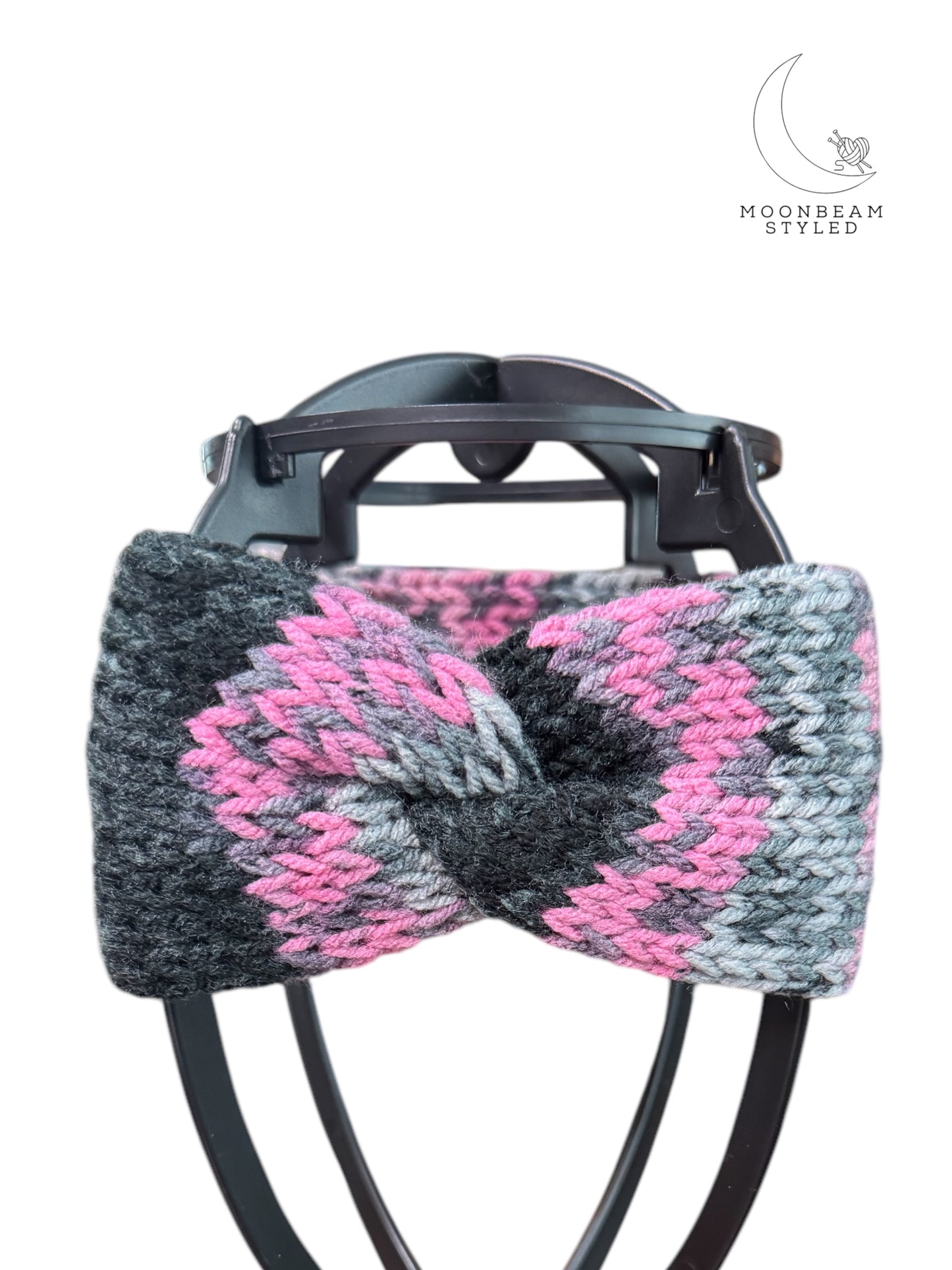 Handmade Knit Headwrap Pink And Black