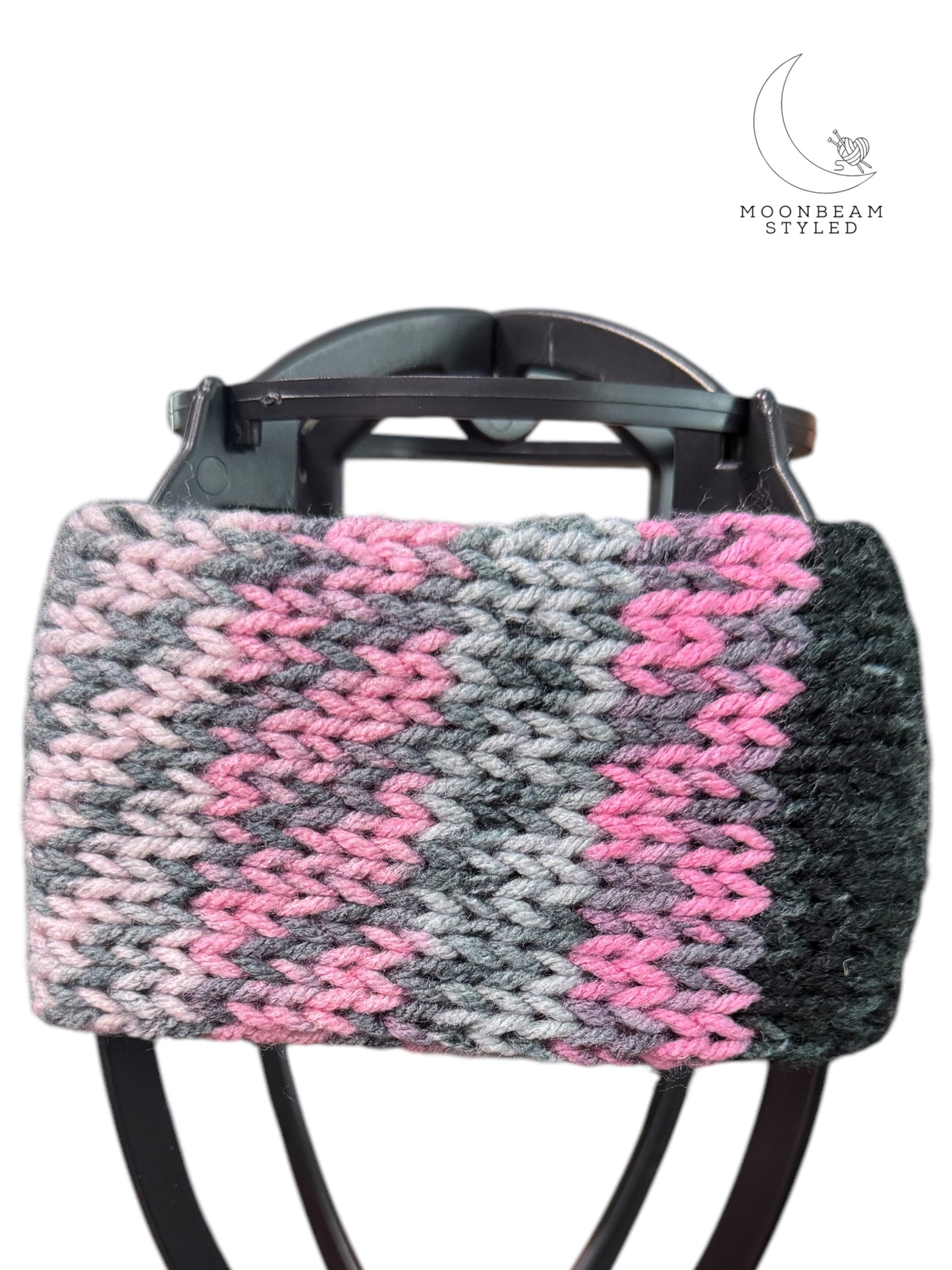 Handmade Knit Headwrap Pink And Black